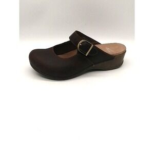 Dansko Mules Womens Brown EUR 39 Leather Mary Jane Clog Shoe Buckle 940781400